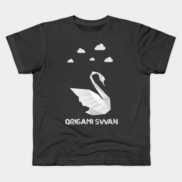 Origami Swan- Paper art Kids T-Shirt by GlossyArtTees